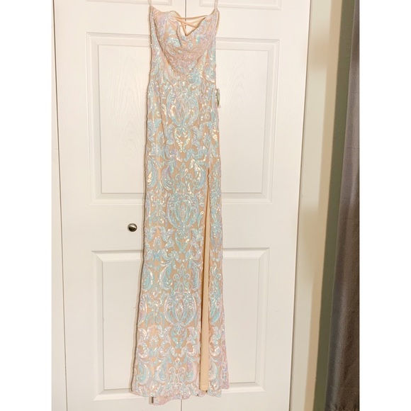 Priya Formal Iridescent Sequin Scroll 